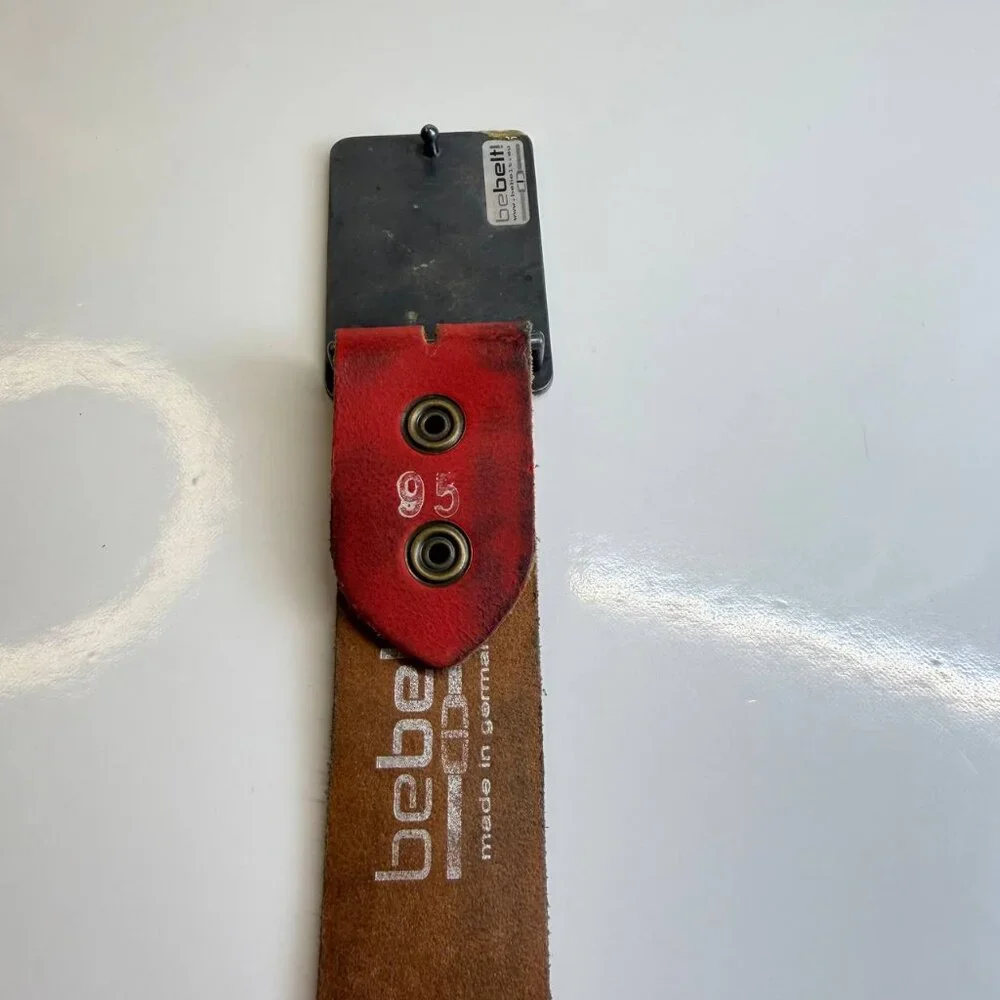 Bebelt Germany Leather Belt Size 36 – Graphic Buckle – Genuine Leather - Picture 6 of 11